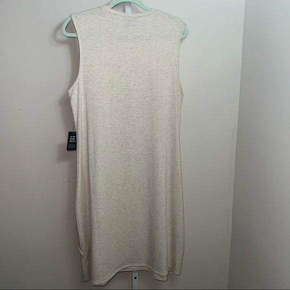 068 Express Soft Twist Front Sleeveless T-Shirt Dress Gray Cream Size XL - Picture 7 of 11